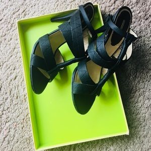 Max Studio waxed Leather Ankle Strap Sandals